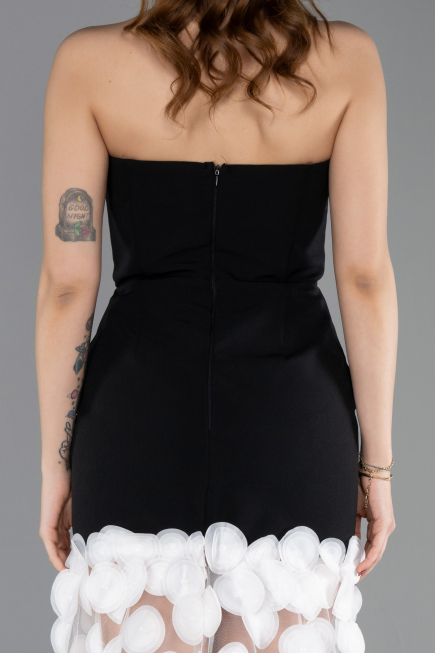 Robe de Soirée Longue Noir-Blanc ABU5635