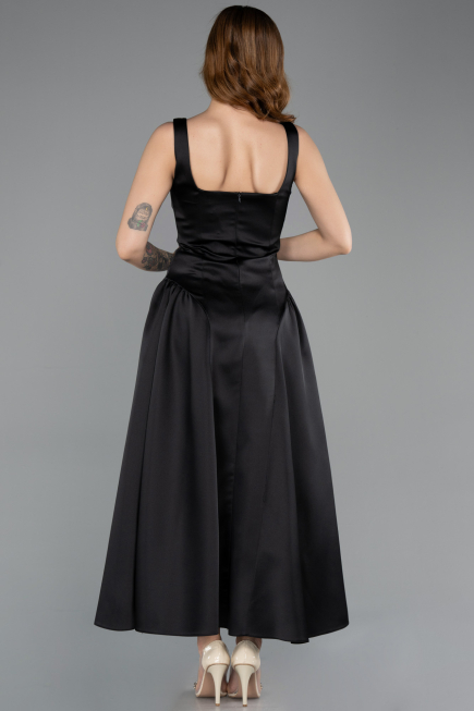 Robe de Cérémonie Midi Satin Noir ABK2519