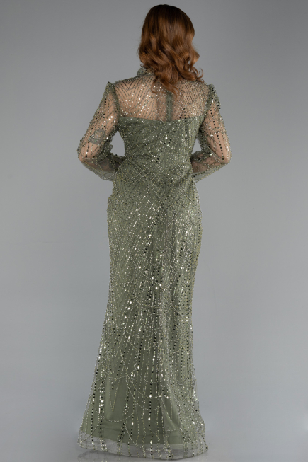 Robe de Soirée Longue Perlé Kaki ABU5638