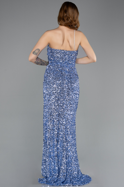 Robe de Soirée Longue Squameuse Indigo ABU5647