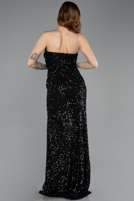 Robe de Soirée Longue Squameuse Noir ABU5647