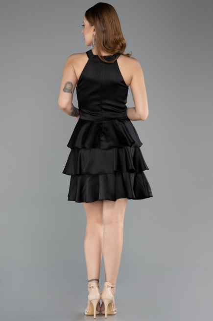 Robe de Cérémonie Courte Satin Noir ABK2528