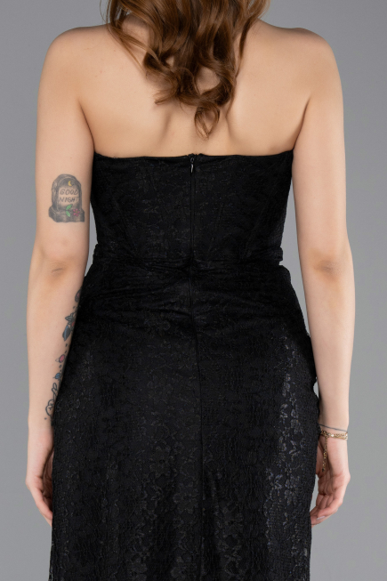 Robe de Soirée Longue Lacé Noir ABU5642