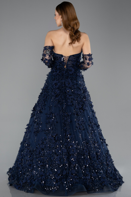 Robe de Soirée Longue Bleu Marine ABU5658