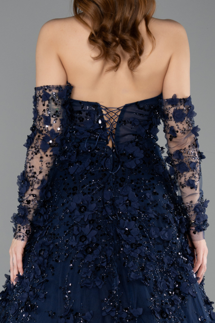 Robe de Soirée Longue Bleu Marine ABU5658