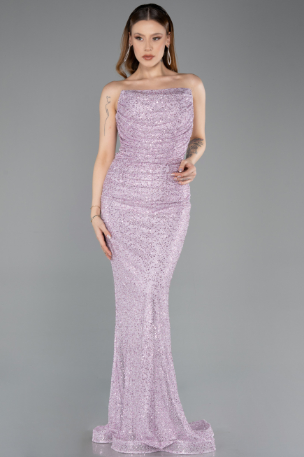 Robe de Soirée Longue File Lilas ABU5636