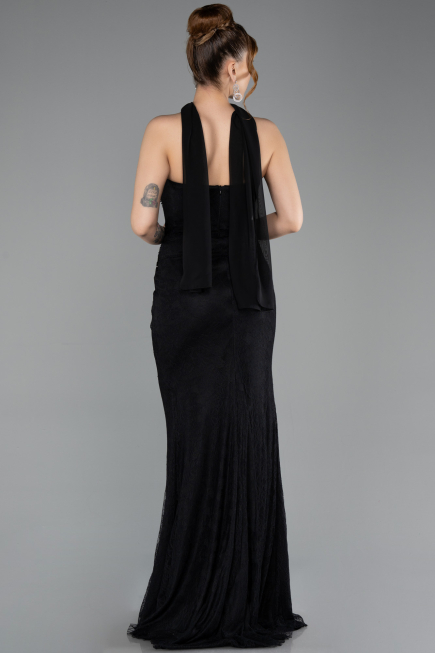 Robe de Soirée Longue Dantelle Noir ABU5686