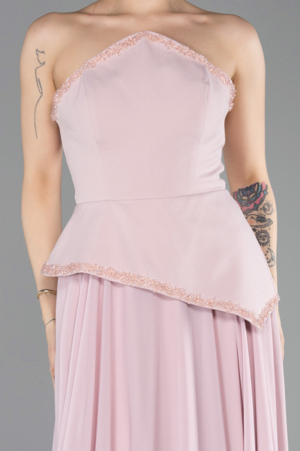 Robe de Soirée Longue Mousseline Poudre ABU5681