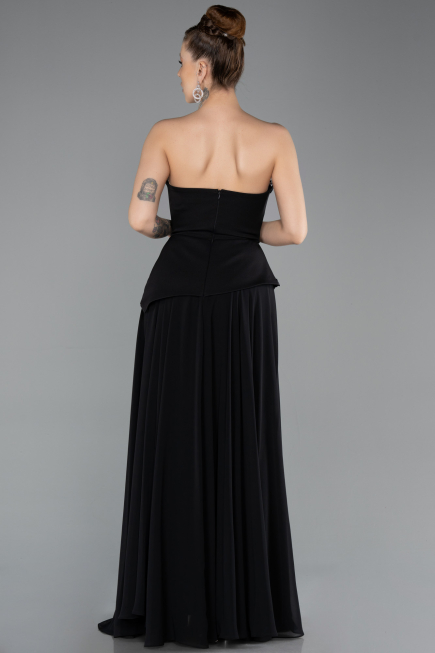 Robe de Soirée Longue Mousseline Noir ABU5681