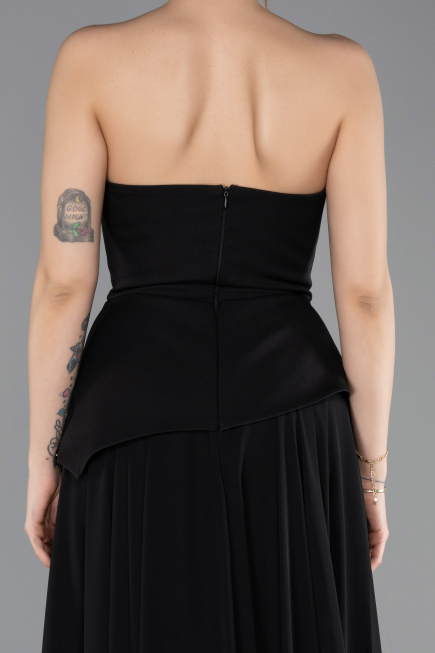 Robe de Soirée Longue Mousseline Noir ABU5681