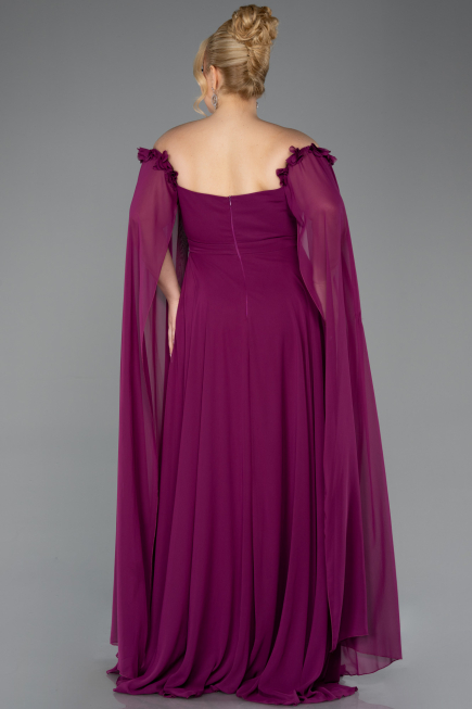 Robe Grande Taille Mousseline Longue Prune ABU3464