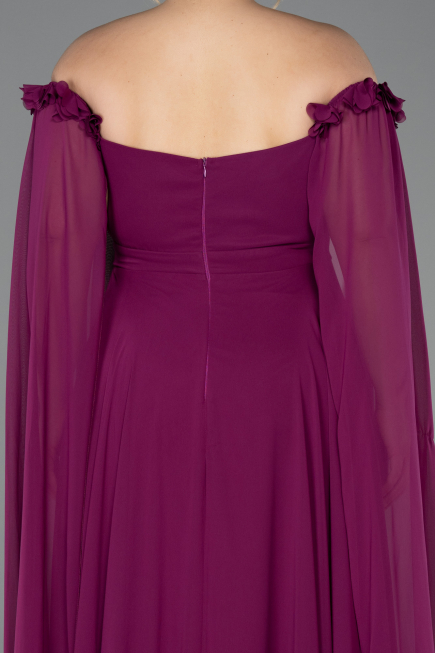 Robe Grande Taille Mousseline Longue Prune ABU3464