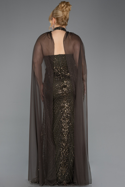 Robe De Fiançailles Grande Taille Longue Kaki ABU5596