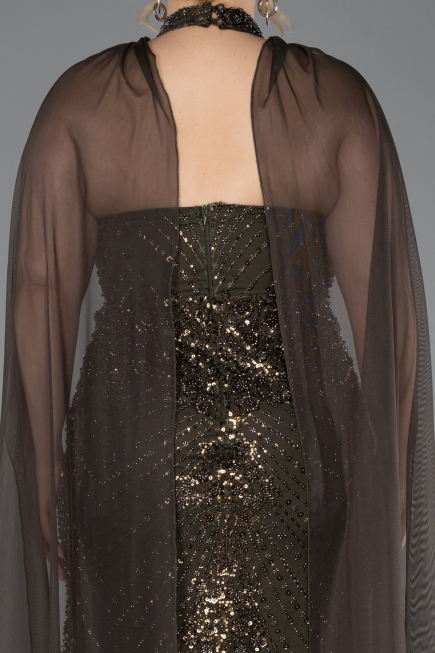 Robe De Fiançailles Grande Taille Longue Kaki ABU5596