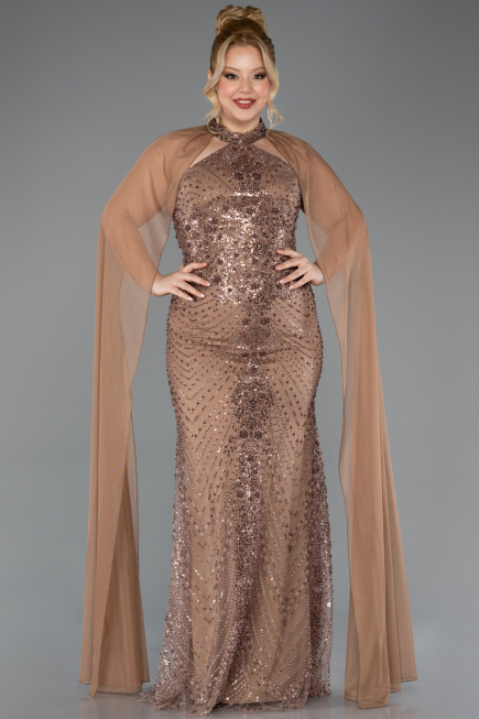 Robe De Fiançailles Grande Taille Longue Cuivre ABU5596