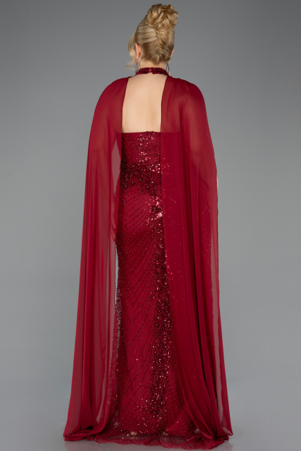Robe De Fiançailles Grande Taille Longue Rouge Bordeaux ABU5596