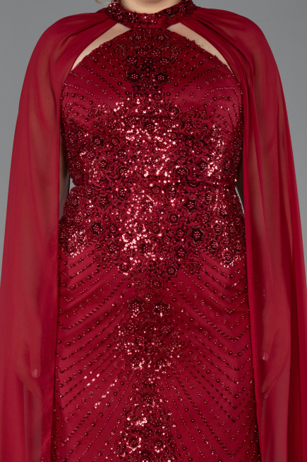 Robe De Fiançailles Grande Taille Longue Rouge Bordeaux ABU5596