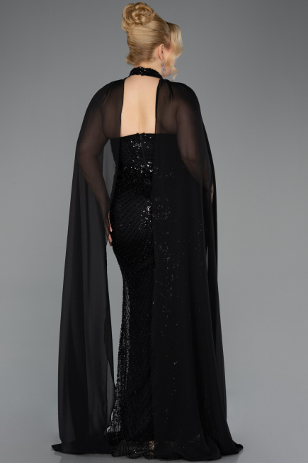 Robe De Fiançailles Grande Taille Longue Noir ABU5596