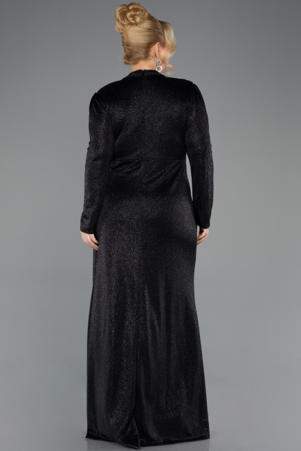 Robe Hijab Grande Taille Longue Noir ABU5502