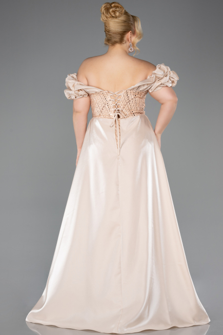 Robe De Soirée Grande Taille Perlé Longue Or ABU5155