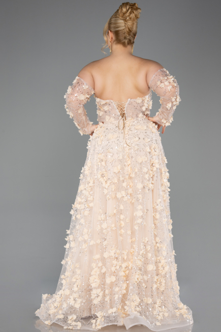 Robe De Fiançailles Grande Taille Longue Or ABU5660