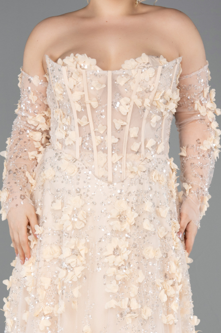 Robe De Fiançailles Grande Taille Longue Or ABU5660