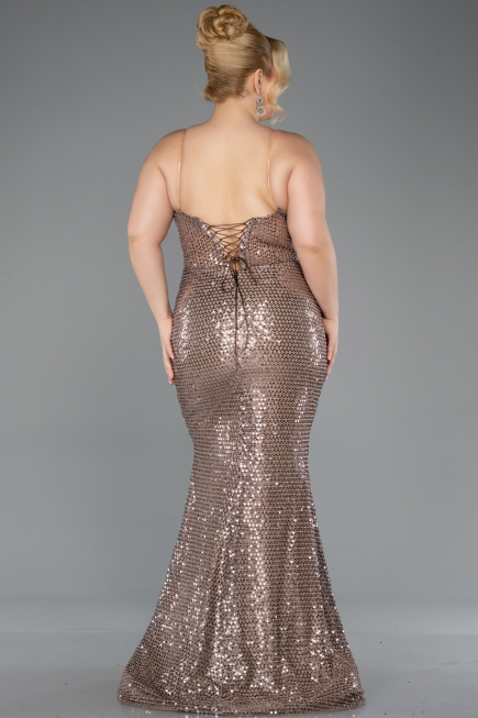 Robe Grande Taille Longue Perlé Cuivre ABU5661