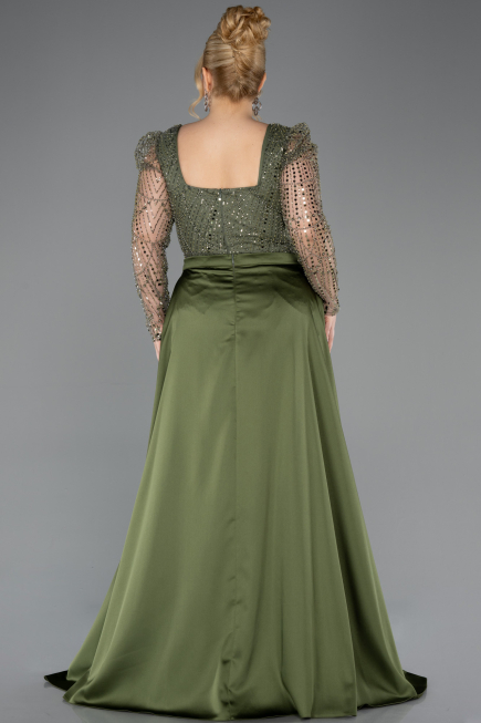 Robe De Fiançailles Grande Taille Perlé Longue Kaki ABU4761