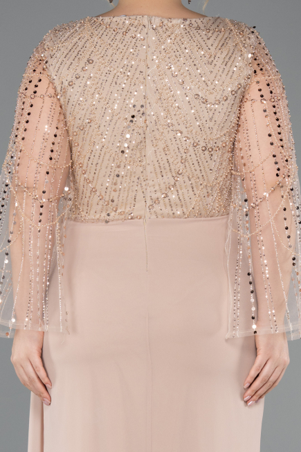 Robe de Soirée Grande Taille Longue Mousseline Or ABU5624