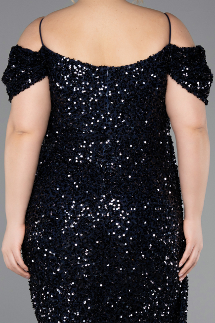 Robe De Invitation Grande Taille Midi Bleu Marine ABK2534