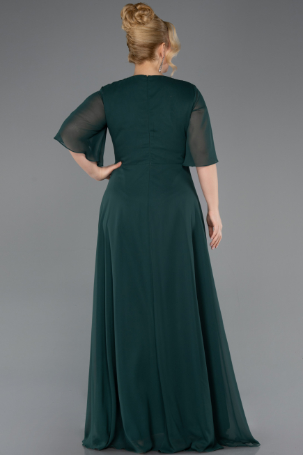 Robe de Soirée Grande Taille Longue Mousseline Émeraude ABU5613