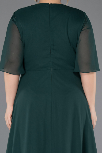 Robe de Soirée Grande Taille Longue Mousseline Émeraude ABU5613