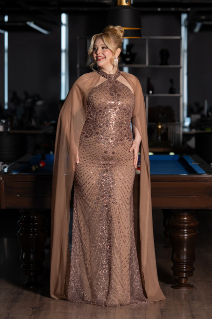 Robe De Fiançailles Grande Taille Longue Cuivre ABU5596