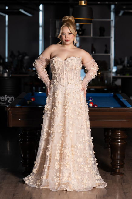 Robe De Fiançailles Grande Taille Longue Or ABU5660