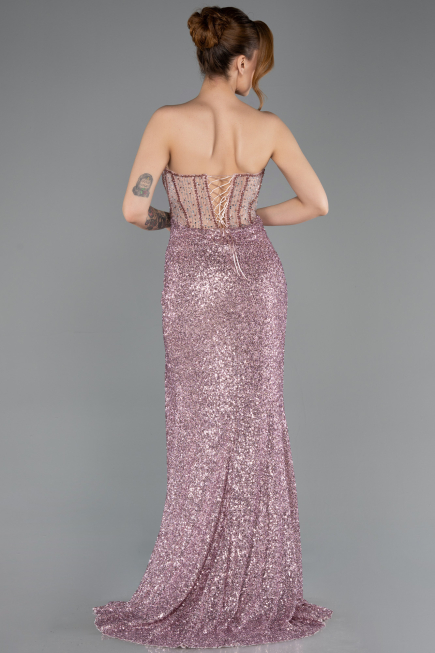 Robe de Soirée Longue Perlé Poudre ABU5696