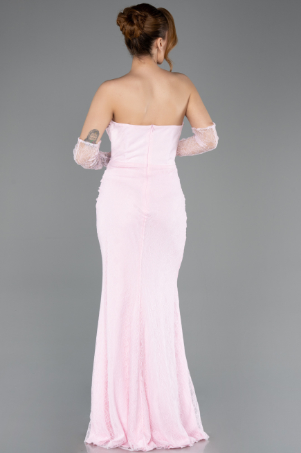 Robe de Soirée Longue Dantelle Poudre ABU5717