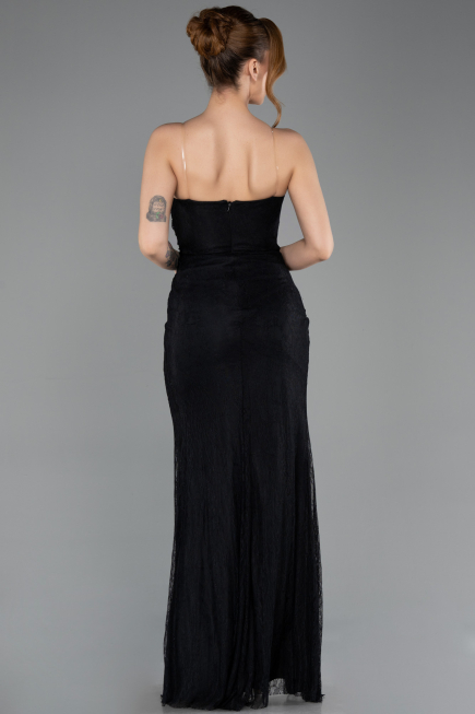 Robe de Soirée Longue Dantelle Noir ABU5700