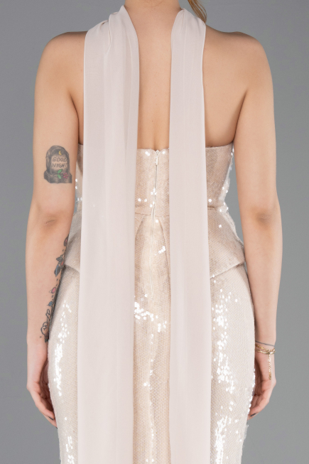 Robe Queue de Poisson Longue Beige ABU5721