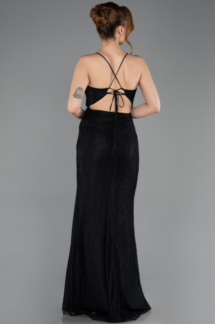 Robe de Soirée Longue Dantelle Noir ABU5719