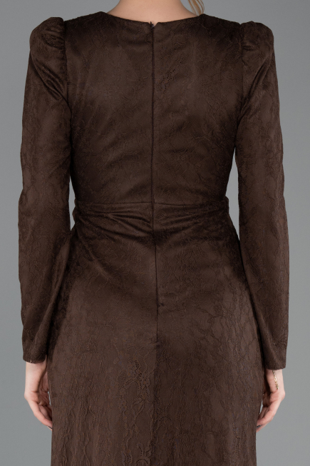 Robe de Soirée Longue Dantelle Brun ABU5720