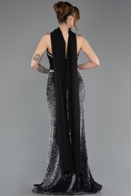 Robe Queue de Poisson Longue Squameuse Noir ABU5703