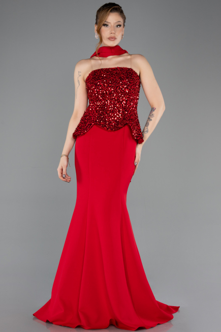 Robe Queue de Poisson Longue Rouge ABU5704
