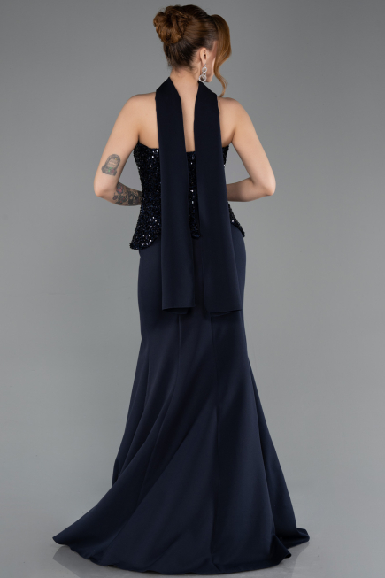 Robe Queue de Poisson Longue Bleu Marine ABU5704