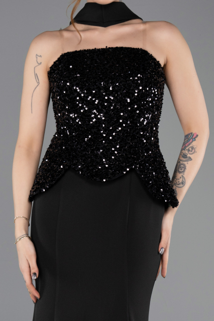 Robe Queue de Poisson Longue Noir ABU5704