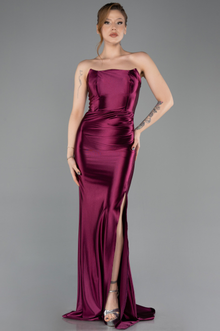 Robe de Soirée Longue Couleur Cerise ABU5707
