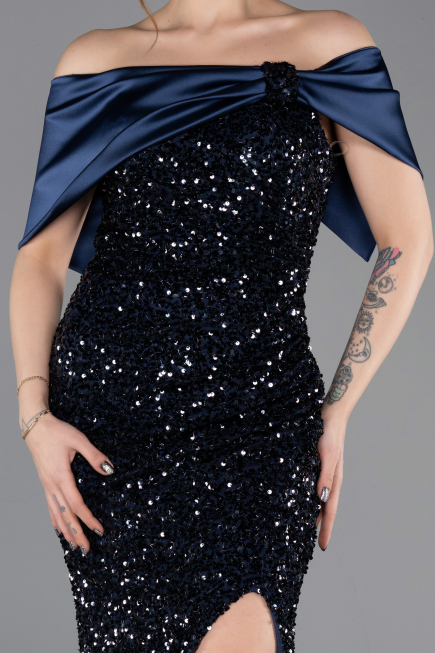 Robe de Soirée Longue Bleu Marine ABU5711