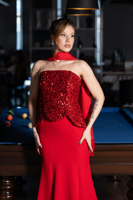 Robe Queue de Poisson Longue Rouge ABU5704