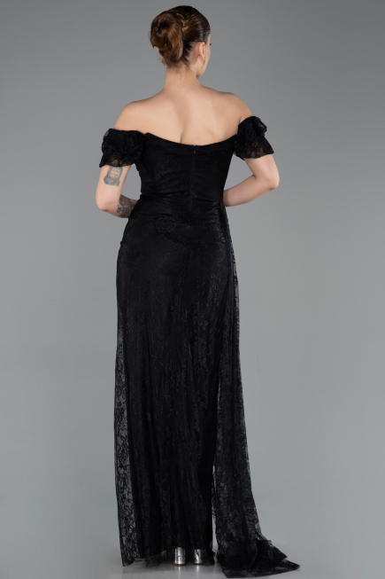 Robe de Soirée Longue Dantelle Noir ABU5728
