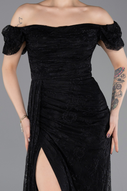 Robe de Soirée Longue Dantelle Noir ABU5728