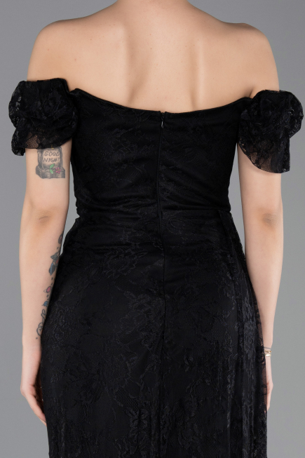 Robe de Soirée Longue Dantelle Noir ABU5728